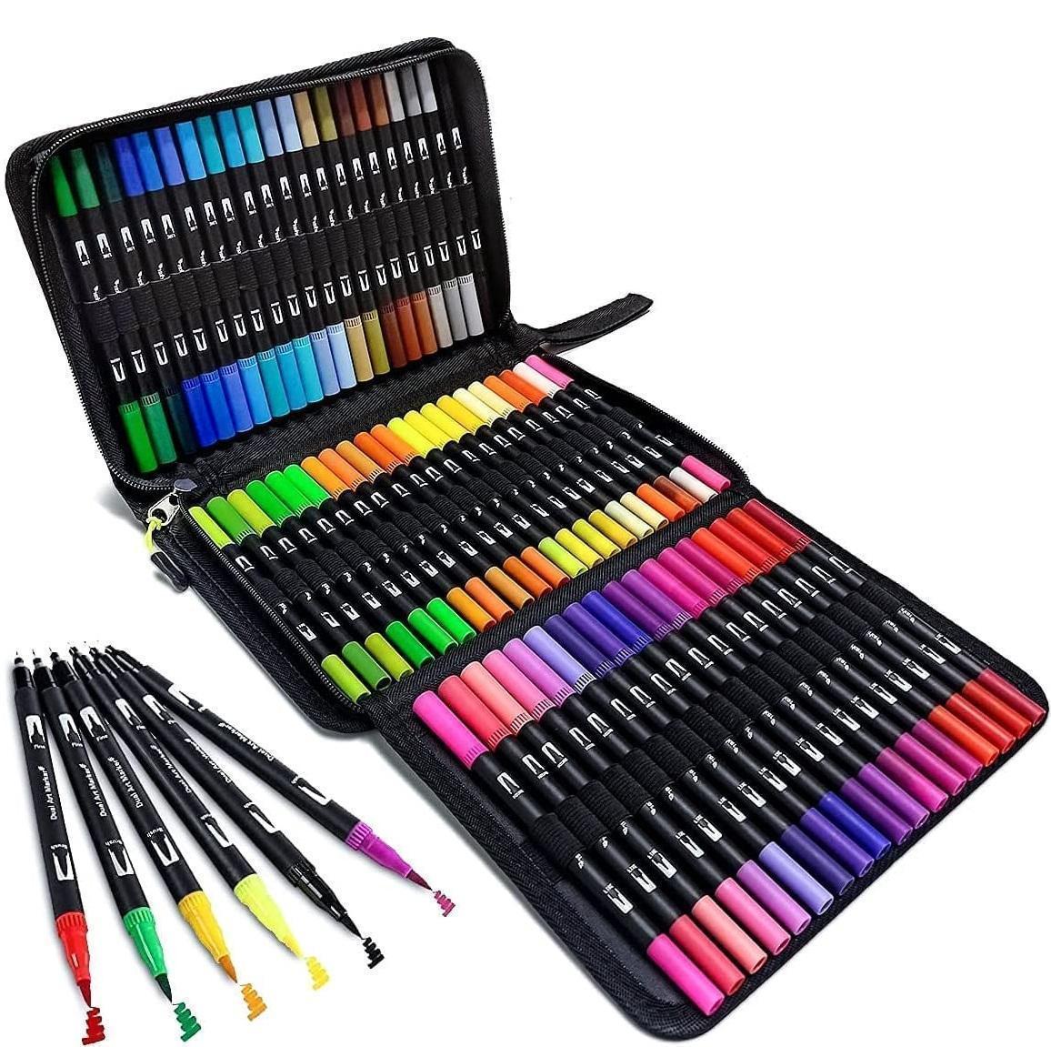 Dual Brush Pens DW-100 Watercolor Marker Set, 100 pcs