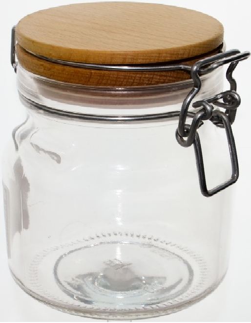 EverGlass Beech 1557 Glass Jar with Wooden Clamp Lid, 550 mL