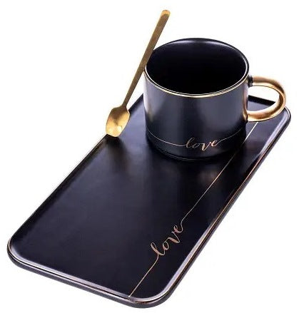 Olens O8030-129 Love Cup & Saucer with Spoon, 200 mL