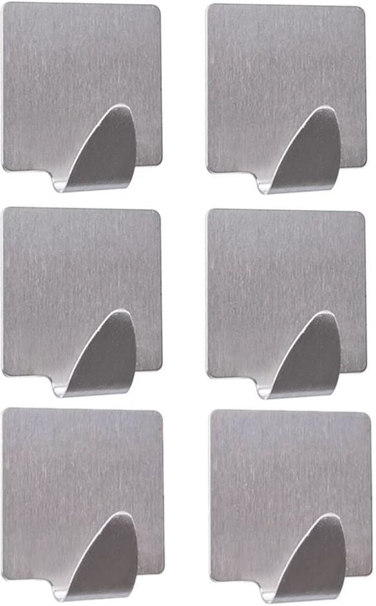Feniks Square Metal Self-Adhesive Hook Set, 6 pcs