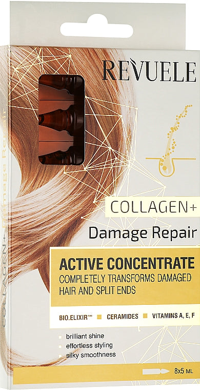 Revuele Collagen+ Damage Repair Active Hair Concentrate Ampoules, 8 x 5 mL
