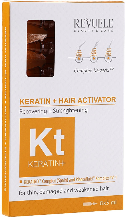 Revuele Keratin+ Hair Growth Activator Ampoules, 8 x 5 mL