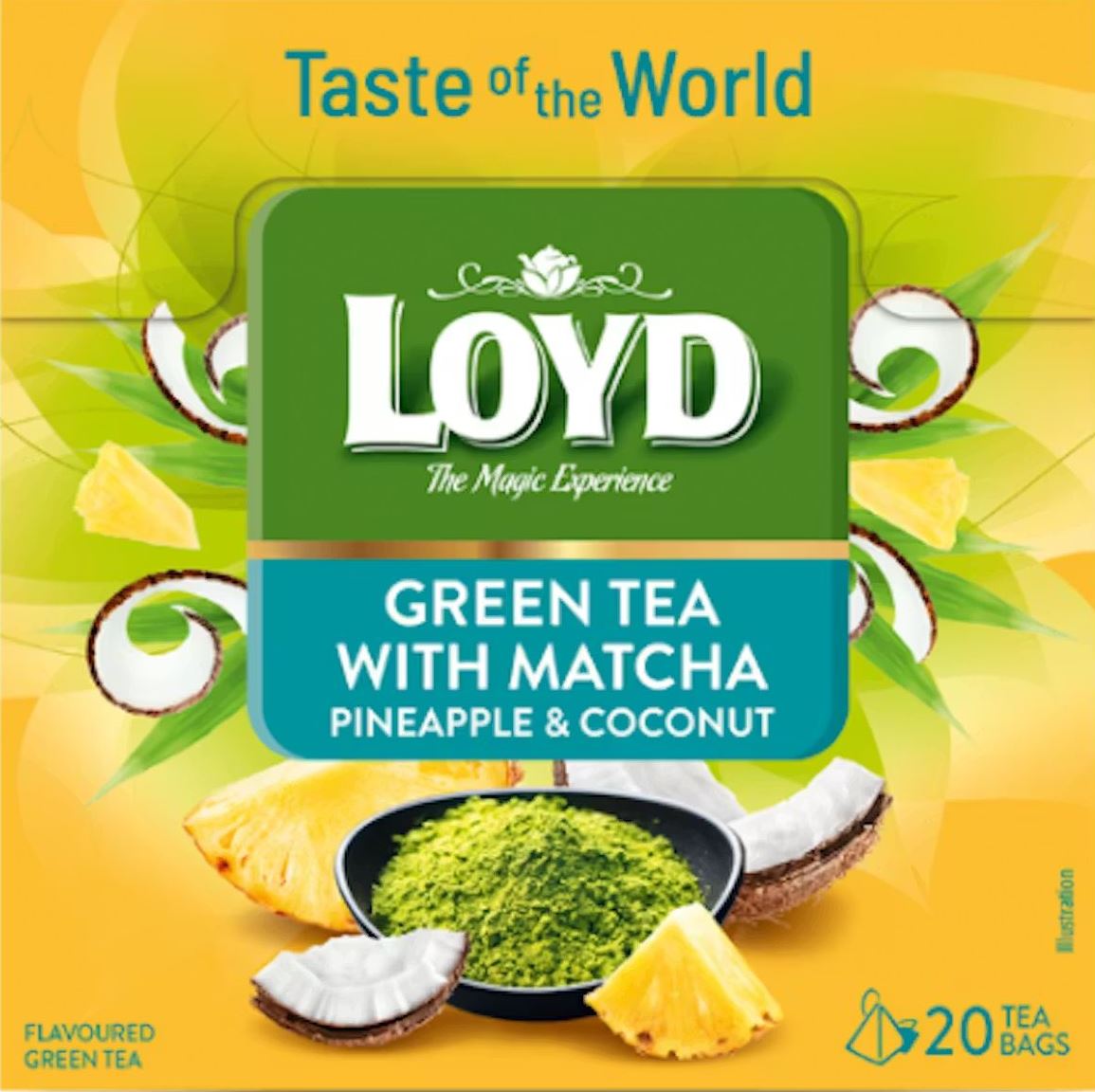 Loyd Matcha, Pineapple & Coconut Green Tea Pyramid Bags, 20 x 1.5 g