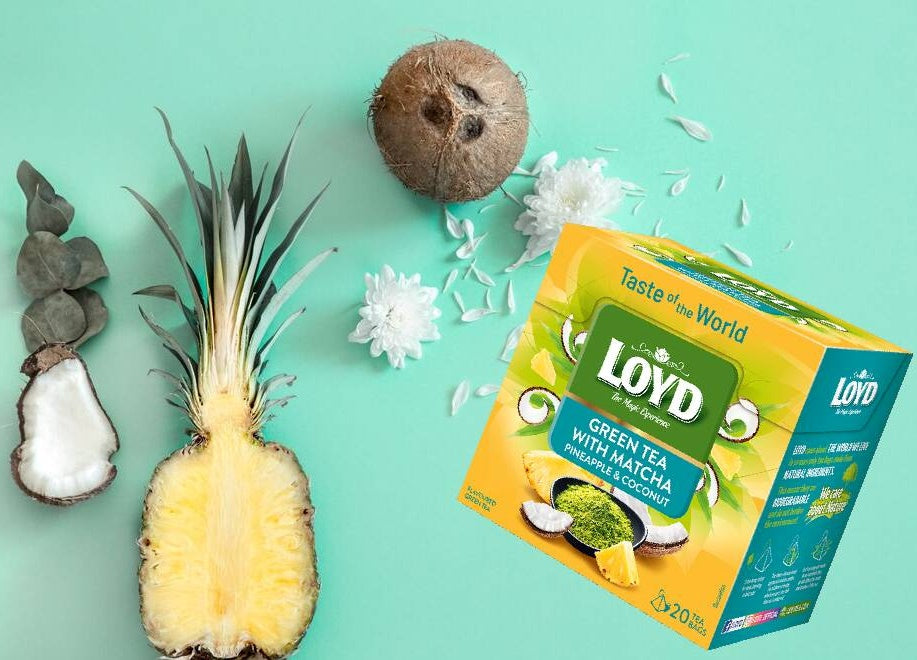 Loyd Matcha, Pineapple & Coconut Green Tea Pyramid Bags, 20 x 1.5 g - Image 2