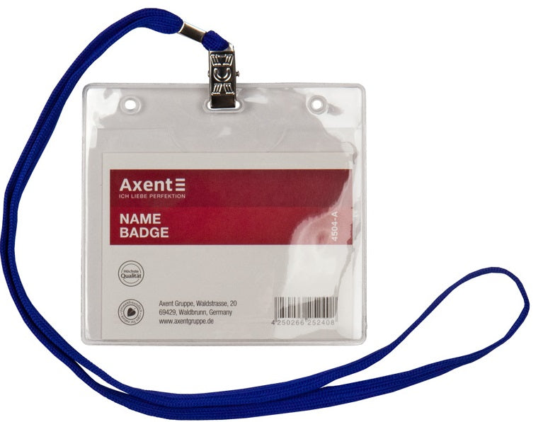 Axent 4504-A Transparent Horizontal Badge Holder with Lanyard