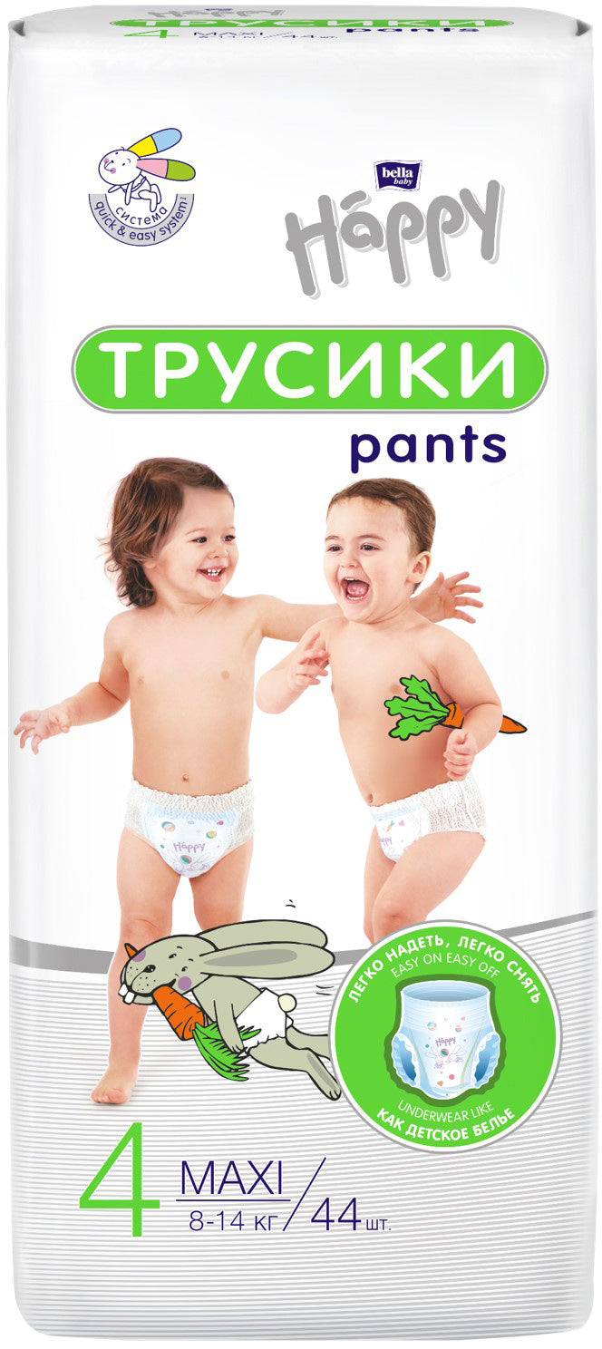 Bella Baby Happy 4 Maxi Baby Pull-Up Diaper Pants, 44 pcs, 8-14 kg