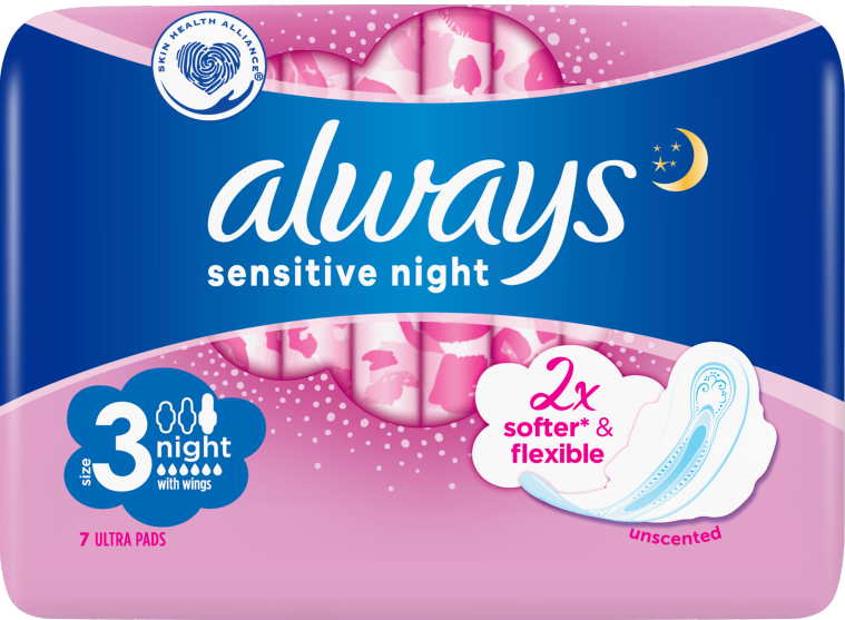 Always Ultra Night Sensitive Size 3 Sanitary Pads, 7 pcs