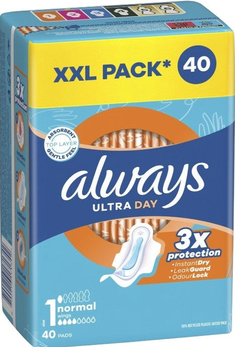 Always Ultra Normal Size 1 Sanitary Pads, 40 pcs