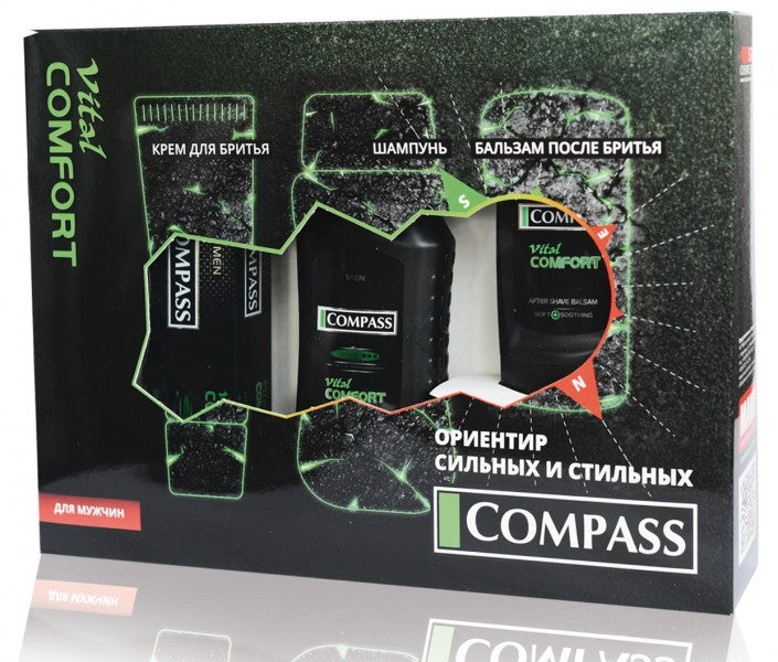 Compass Vital Comfort Men's Gift Set: Shampoo, Shaving Cream & Aftershave Balm