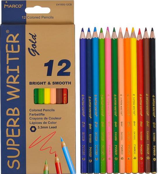 Marco Gold E4100G-12CB Colored Pencils, 12 Colors