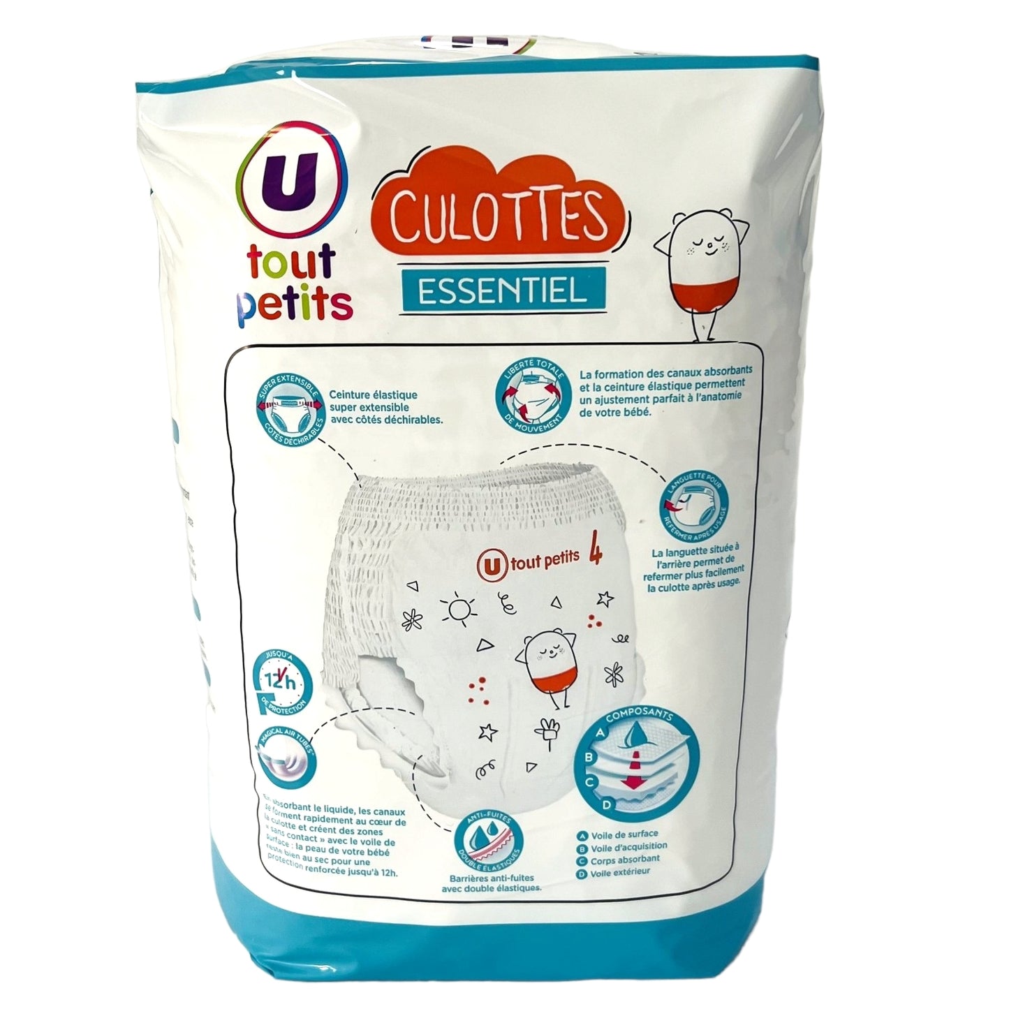 U Tout Petits Essentiel Size 4 Baby Pull-Up Diaper Pants, 8-15 kg, 22 pcs - Image 3