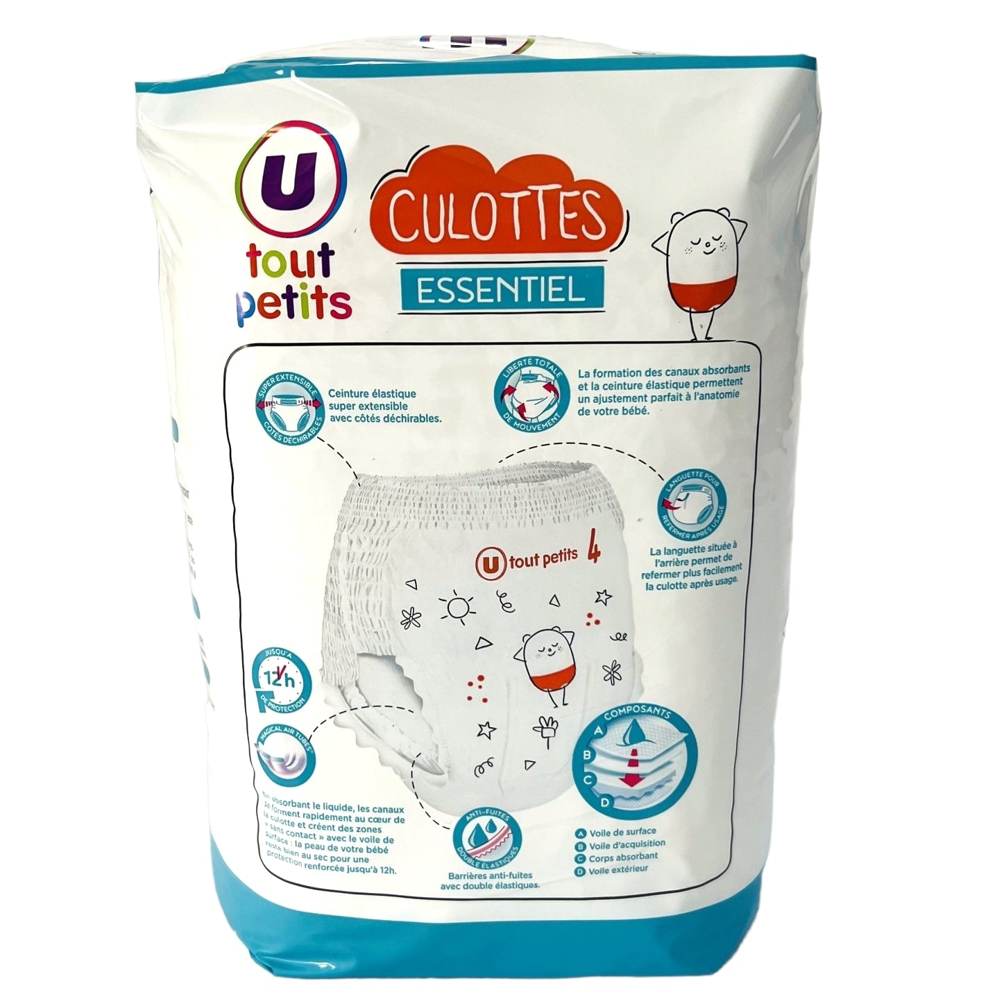 U Tout Petits Essentiel Size 4 Baby Pull-Up Diaper Pants, 8-15 kg, 22 pcs - Image 3