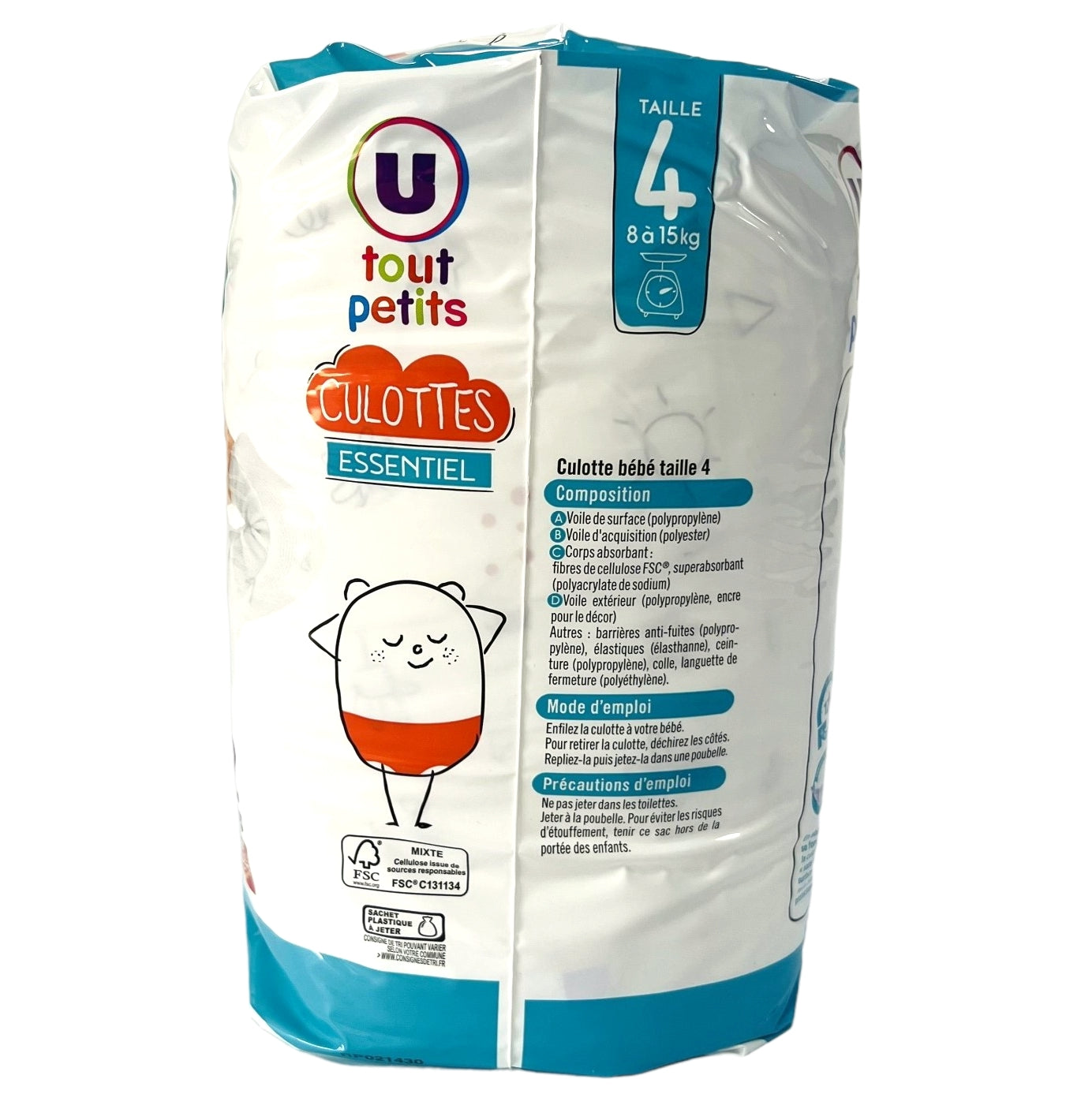 U Tout Petits Essentiel Size 4 Baby Pull-Up Diaper Pants, 8-15 kg, 22 pcs - Image 4