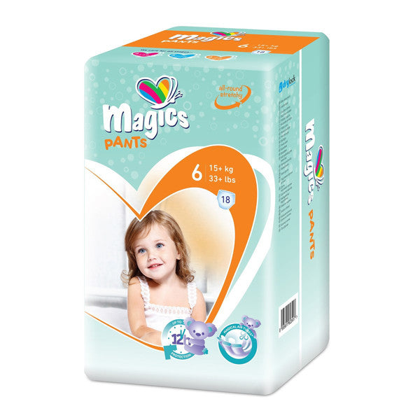 Magics Size 6 Baby Pull-Up Diaper Pants, 15+ kg, 18 pcs