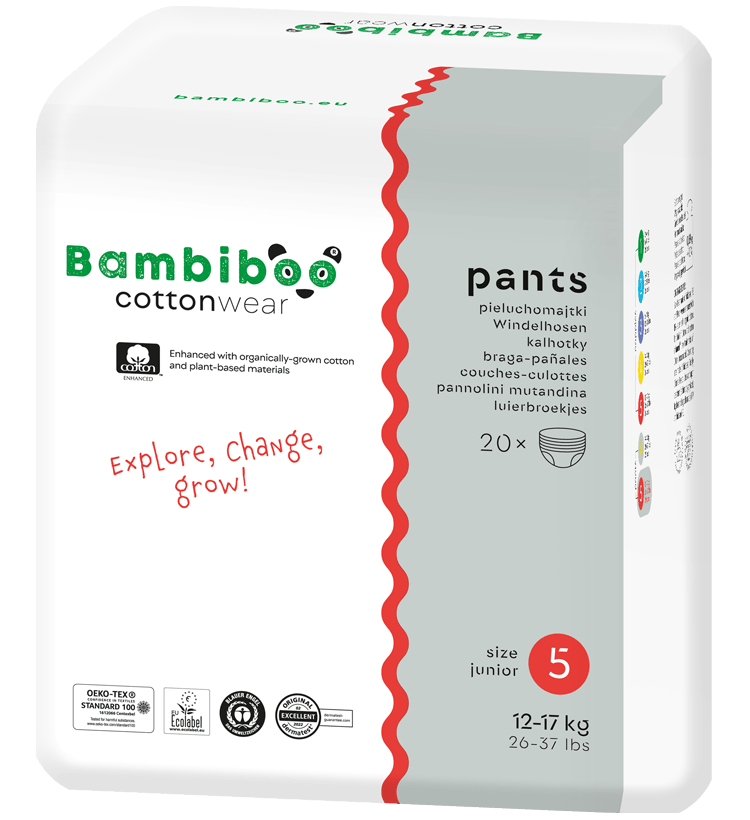 Bambiboo Size 5 Baby Pull-Up Diaper Pants, 12-17 kg, 20 pcs