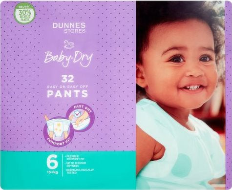 Dunnes Stores 6 Baby Pull-Up Diaper Pants, 15+ kg, 32 pcs