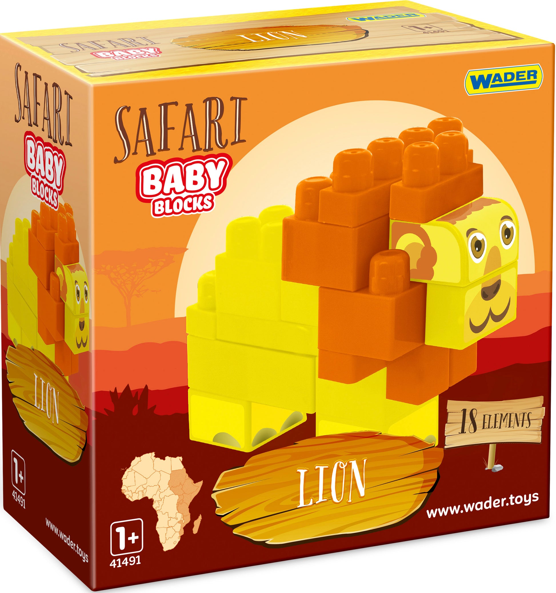 Wader Baby Blocks 41503 Safari Lion Building Set, 18 pcs - Image 2