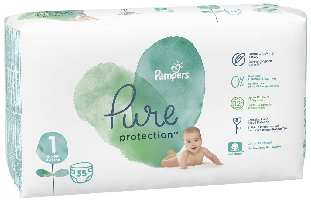 Pampers Pure Protection Newborn Size 1 Baby Diapers, 2-5 kg, 35 pcs - Image 2