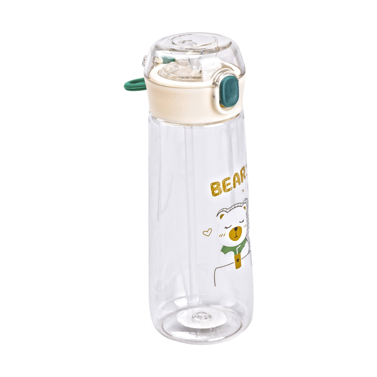Bear Green Water Bottle with Locking Lid & Straw, 600 mL - Image 2