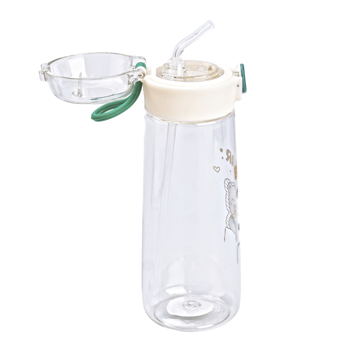 Bear Green Water Bottle with Locking Lid & Straw, 600 mL - Image 3