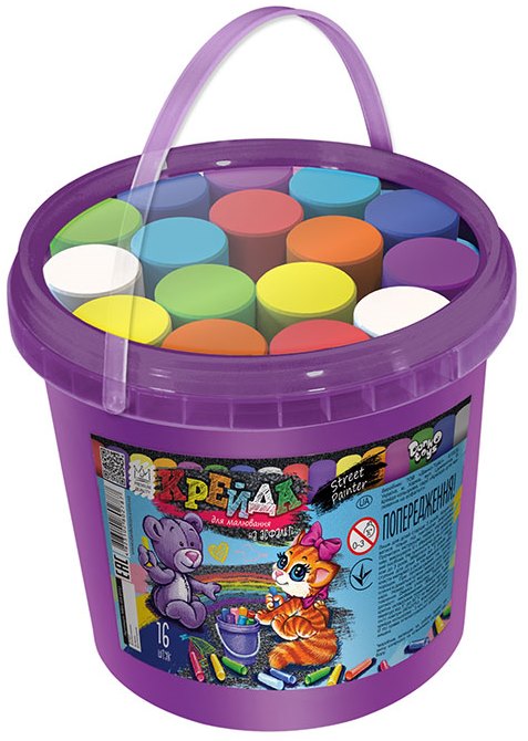 Danko Toys Sidewalk Chalk in Bucket, 16 pcs