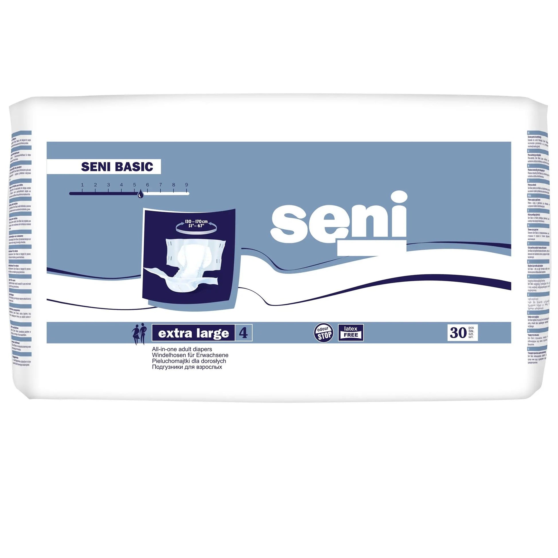 Seni Basic Extra Large Adult Incontinence Briefs, 30 pcs, 130-170 cm