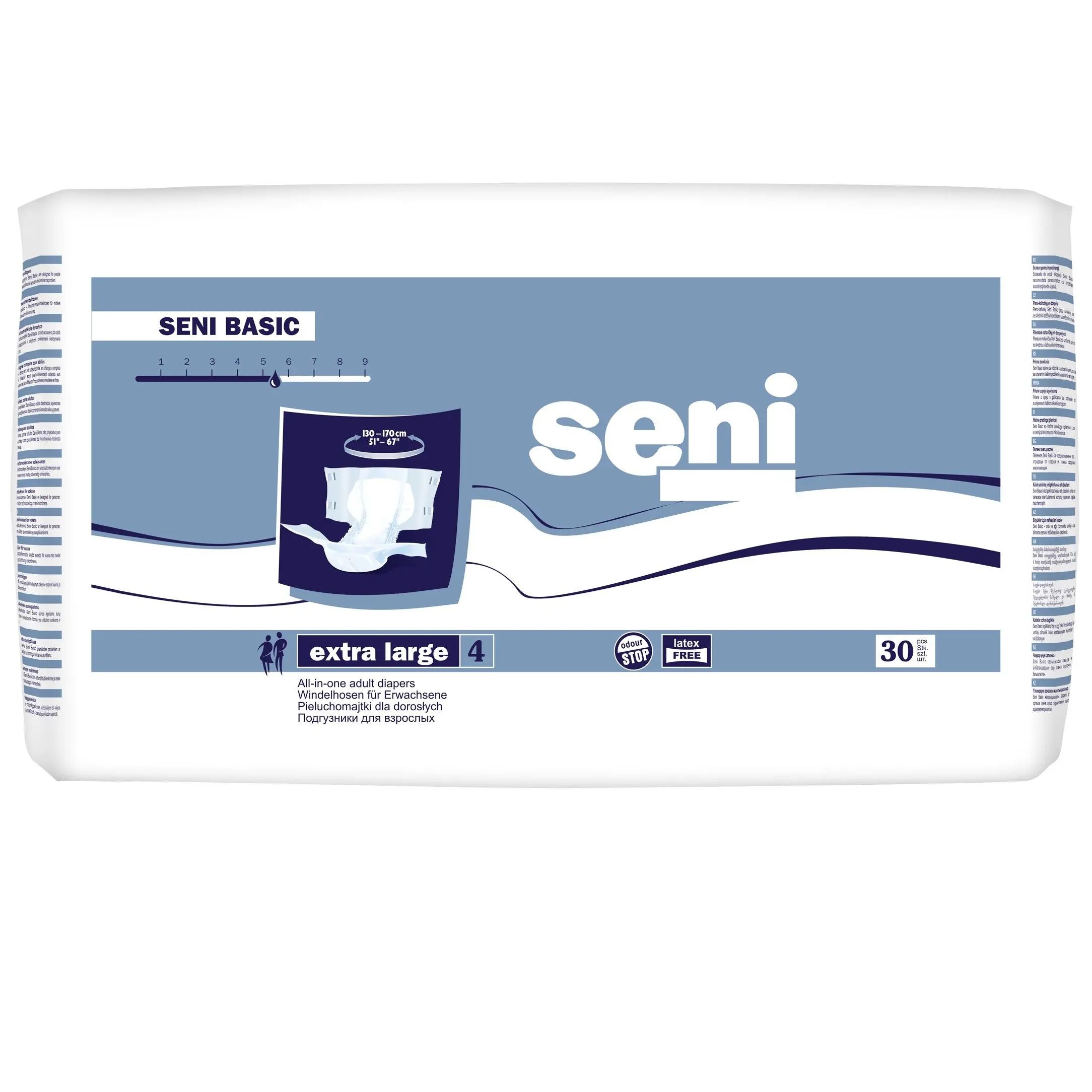 Seni Basic Extra Large Adult Incontinence Briefs, 30 pcs, 130-170 cm