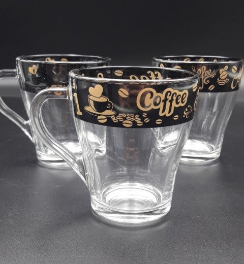 1334 Cone Cappuccino Black Coffee Glass Mug, 280 mL