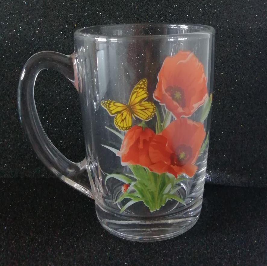 Assorted Flowers Conical Cappuccino Glass Mug, 300 mL - Image 2