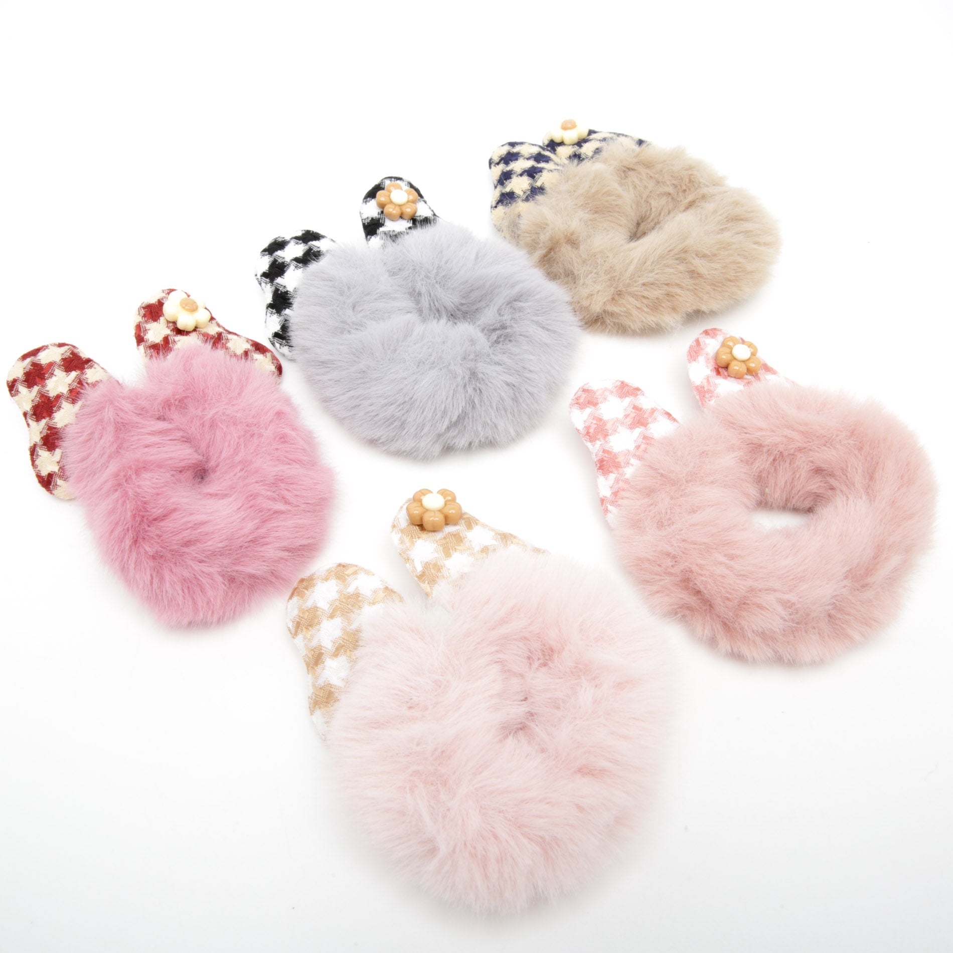 Kids' Furry Hair Tie with Bow 6-3927/6-3926/6-3928 (Price per 1 pc)