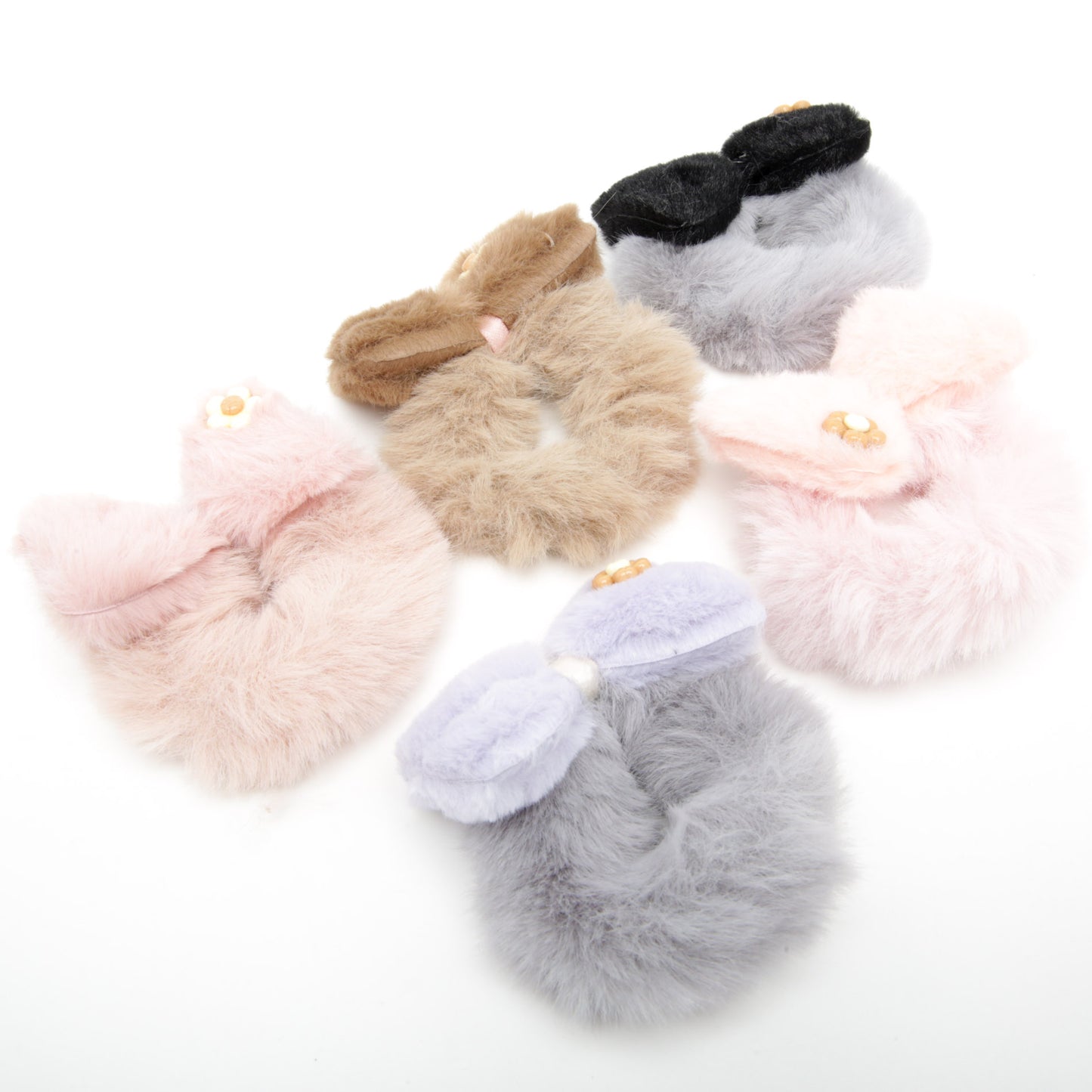 Kids' Furry Hair Tie with Bow 6-3927/6-3926/6-3928 (Price per 1 pc) - Image 3