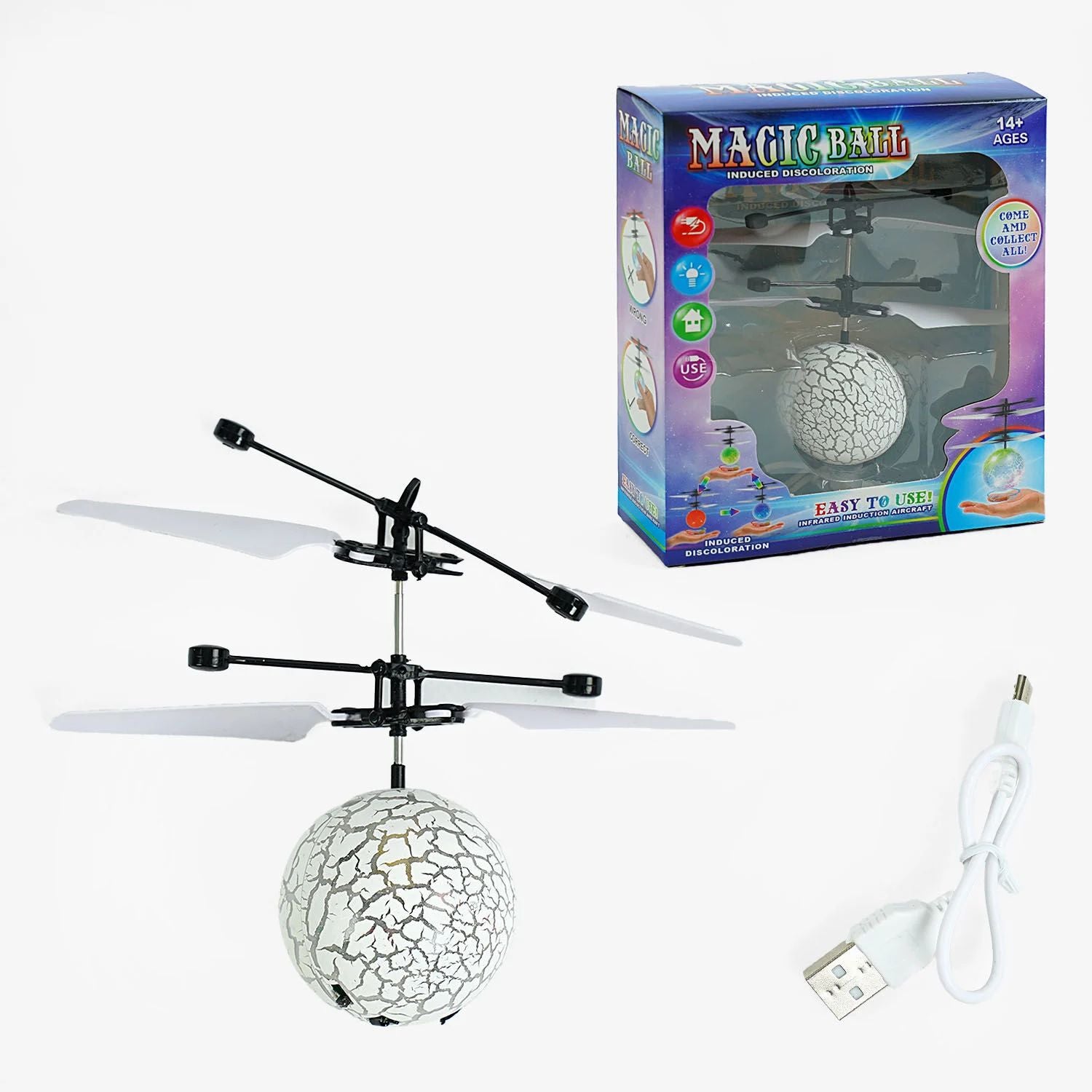 HFD 827 Magic Ball Flying Ball with Lights, Sensor Control, Rechargeable Battery & USB Cable