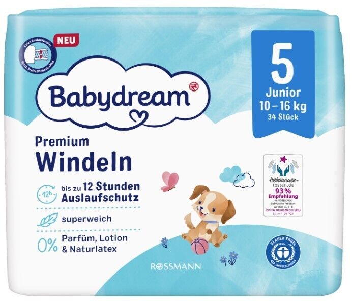 Babydream Premium Baby Diapers, Size 5, 34 pcs, 10-16 kg