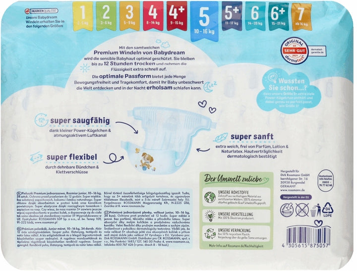 Babydream Premium Baby Diapers, Size 5, 34 pcs, 10-16 kg - Image 2