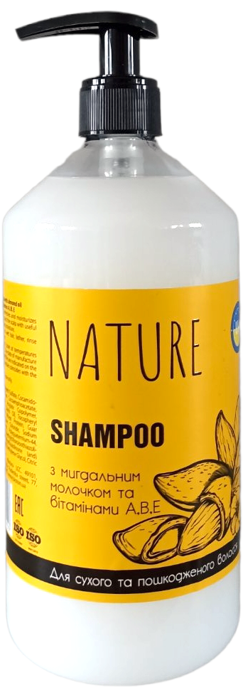 Bioton Cosmetics Nature Almond Milk & Vitamins A, B & E Shampoo with Pump, 900 mL