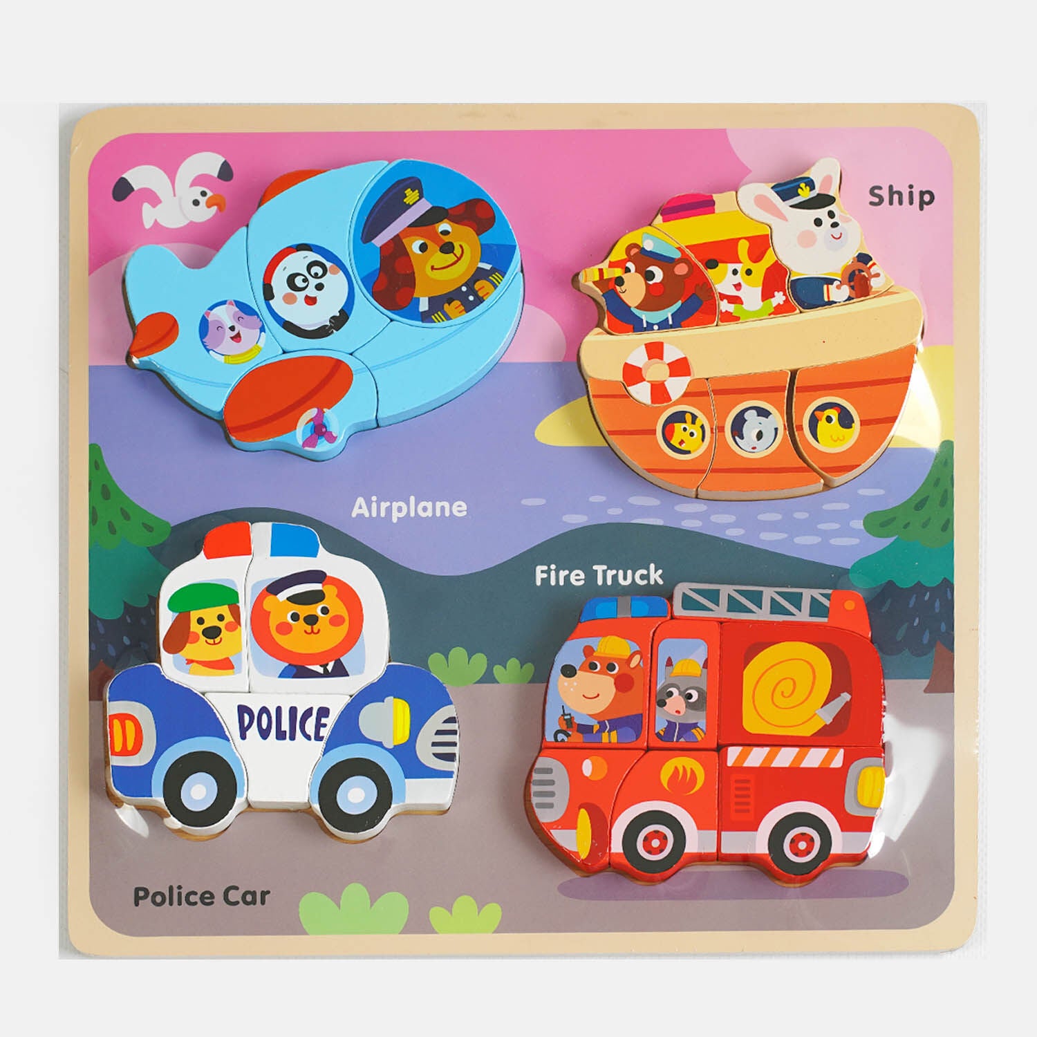 C58256 Vehicles Wooden Inset Puzzle