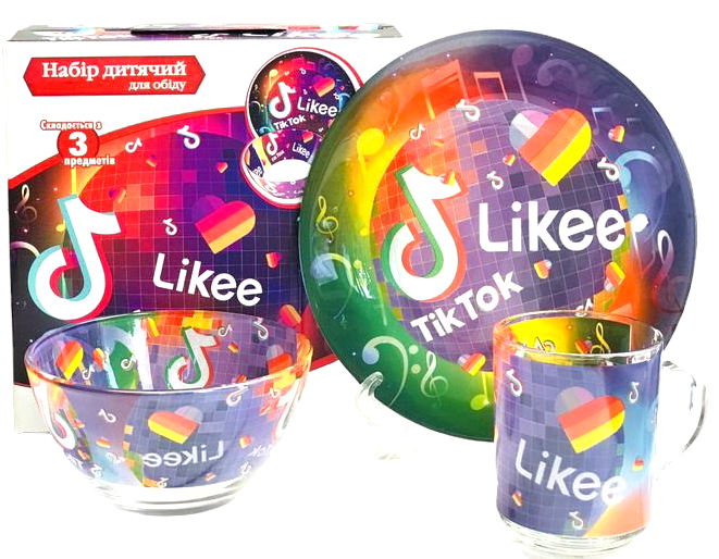 TikTok Kids Glass Tableware Set, 3 pcs