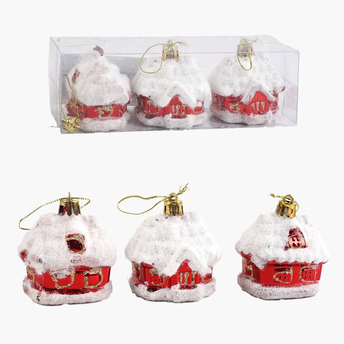 C 67203 House Christmas Ornaments, 6 cm, 3 pcs