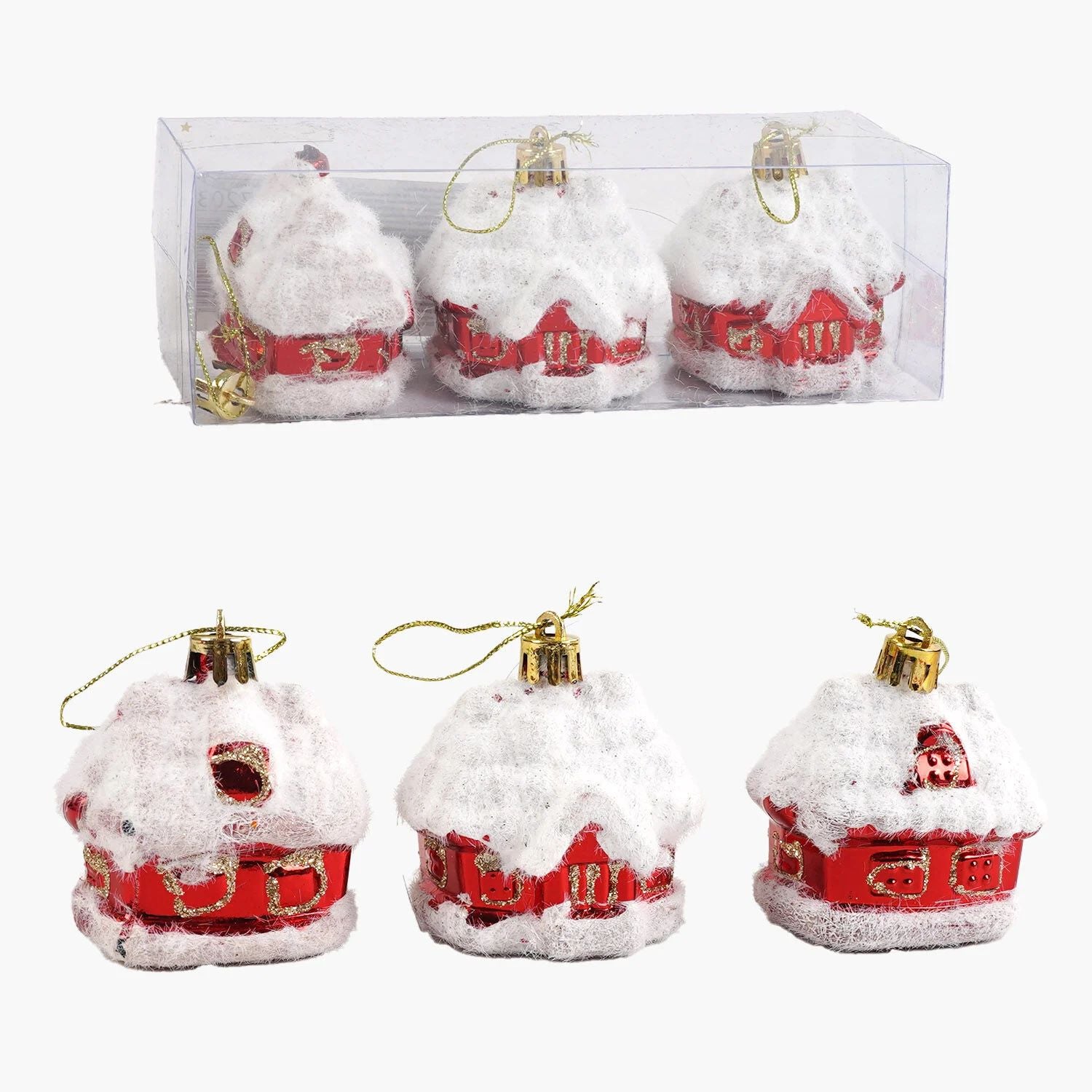 C 67203 House Christmas Ornaments, 6 cm, 3 pcs