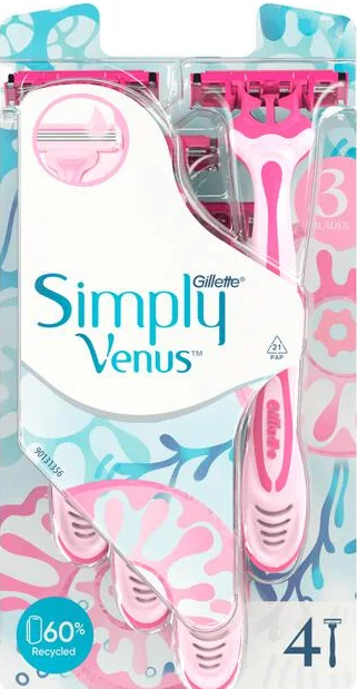 Gillette Simply Venus 3 Razors, 4 pcs