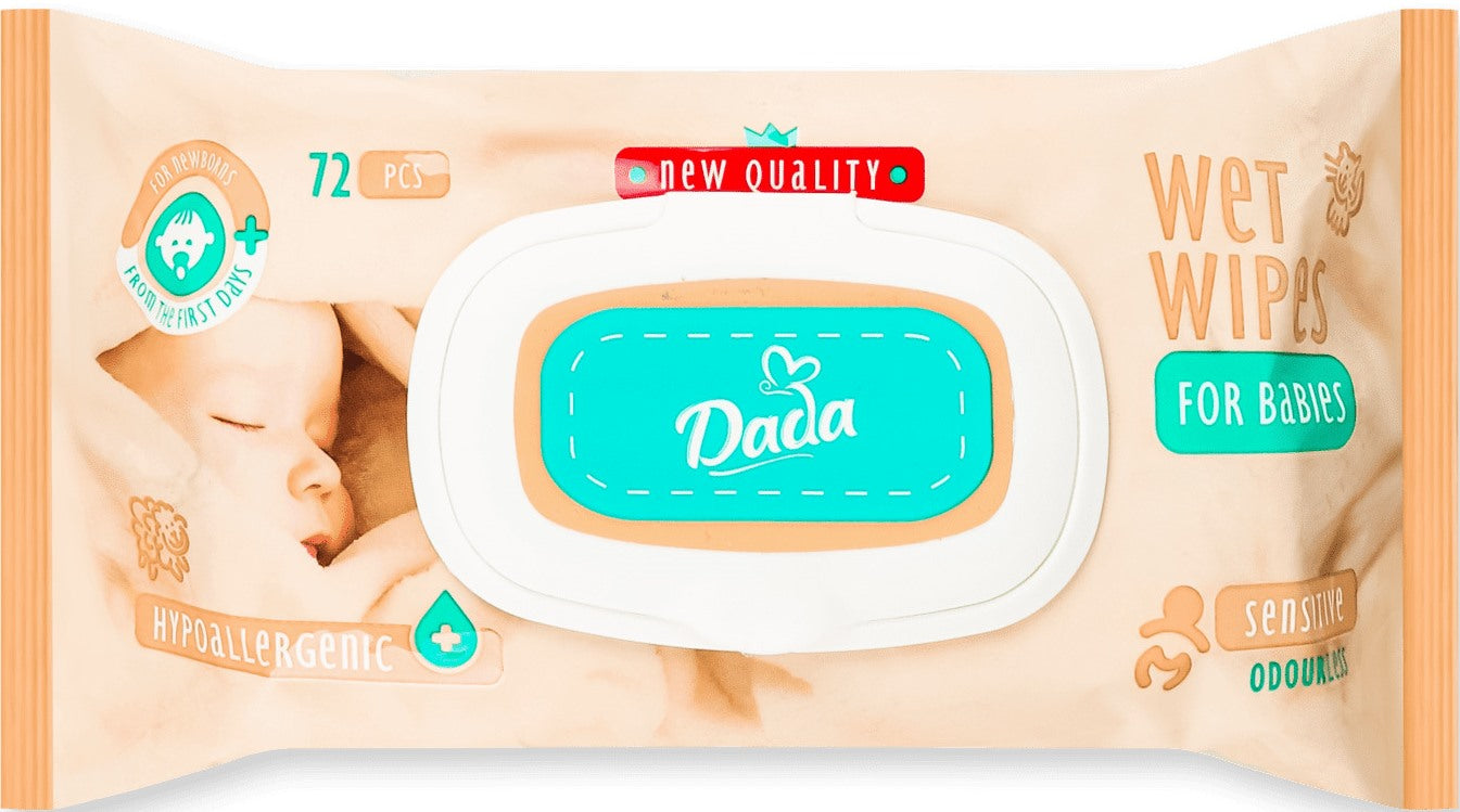 Dada Sensitive Kids Wet Wipes with Lid, 72 pcs