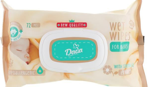 Dada Kids Wet Wipes with Chamomile Extract & Lid, 72 pcs