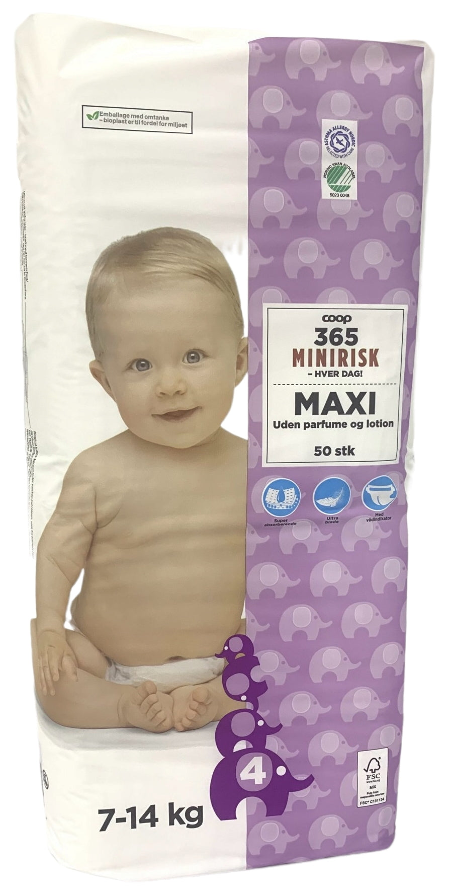 Coop 365 Minirisk 4 Baby Diapers, 50 pcs, 7-14 kg