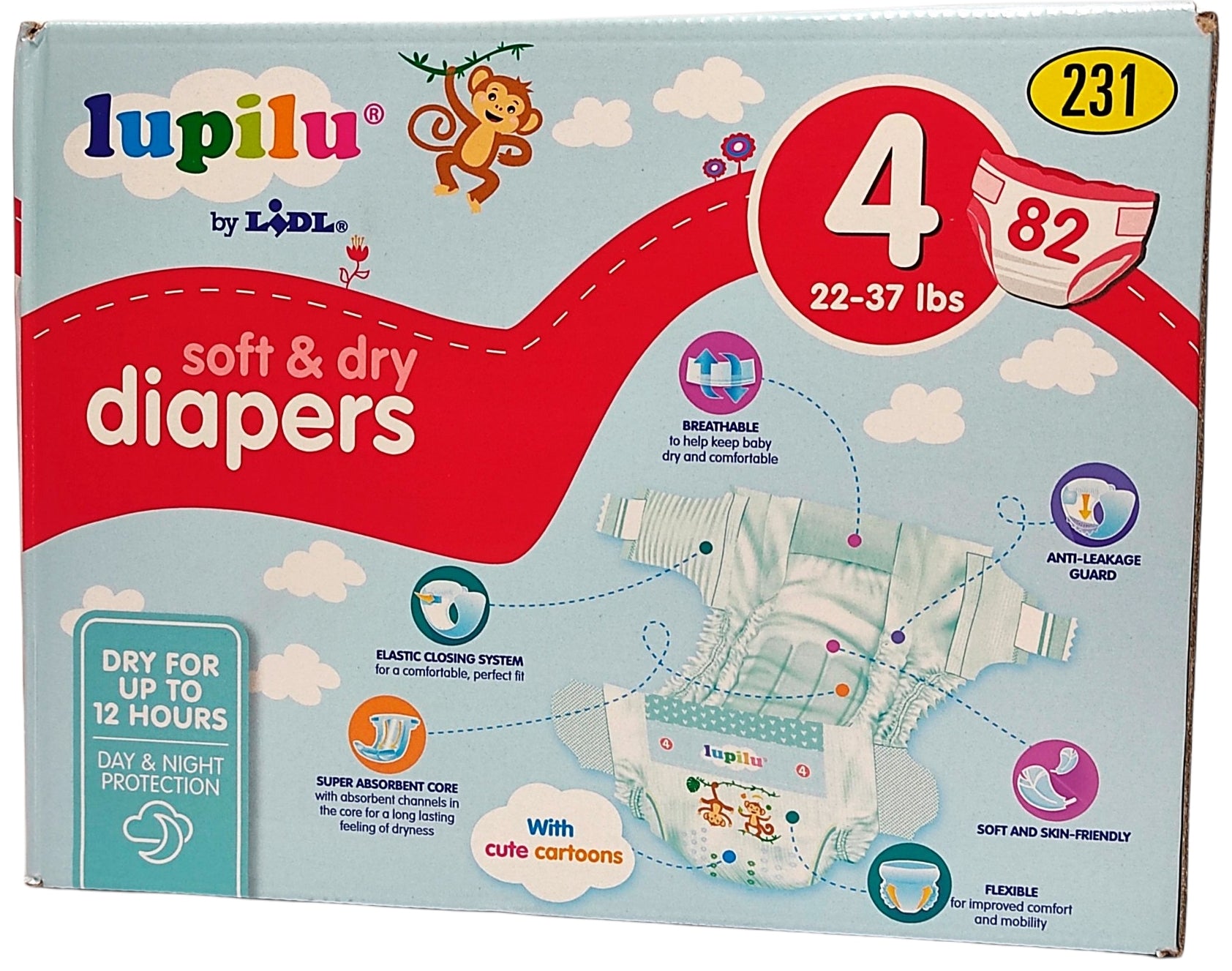 Lupilu Soft & Dry 4 Baby Diapers, 82 pcs, 9-16 kg - Image 2
