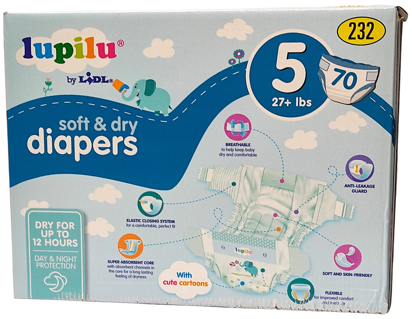 Lupilu Soft & Dry 5 Baby Diapers, 70 pcs, 12+ kg - Image 2