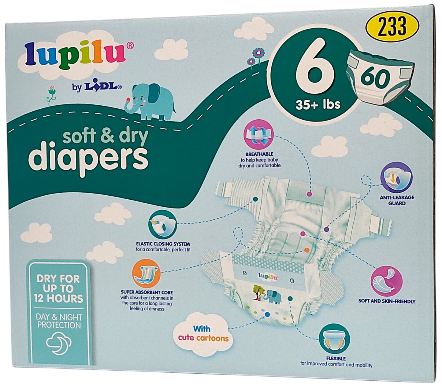 Lupilu Soft & Dry 6 Baby Diapers, 60 pcs, 16+ kg - Image 2
