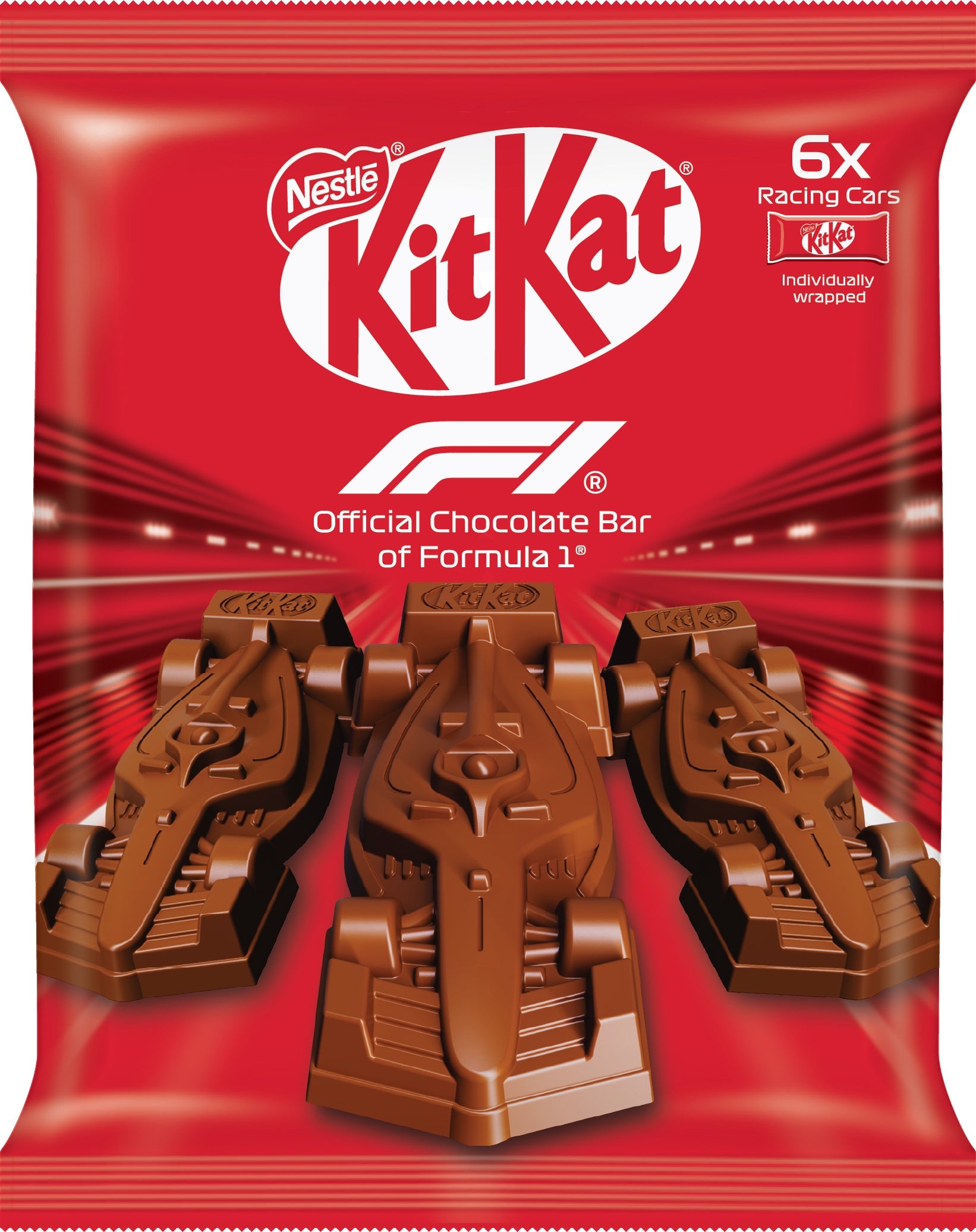 Nestle Kit Kat Formula 1 Figural Filled Milk Chocolate, 6 x 11 g