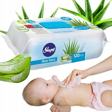 Sleepy Aloe Vera Kids' Wet Wipes with Lid, 120 pcs - Image 2