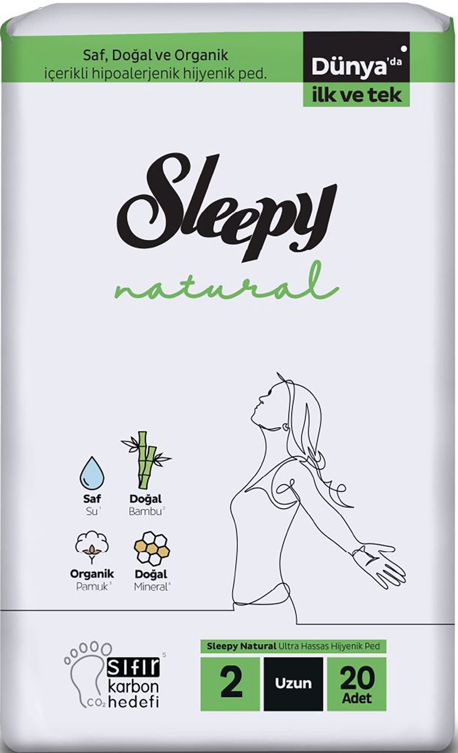 Sleepy Natural Long Sanitary Pads, 20 pcs
