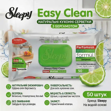 Sleepy Easy Clean Bergamot Kitchen Cleaning Wet Wipes, 50 pcs - Image 2